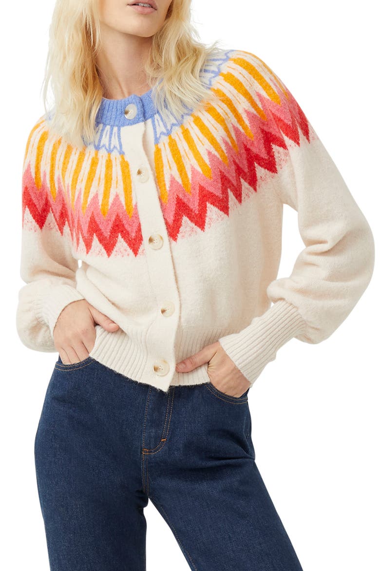 Neya Fair Isle Cardigan, Main, color, CLASSIC CREAM MULTI