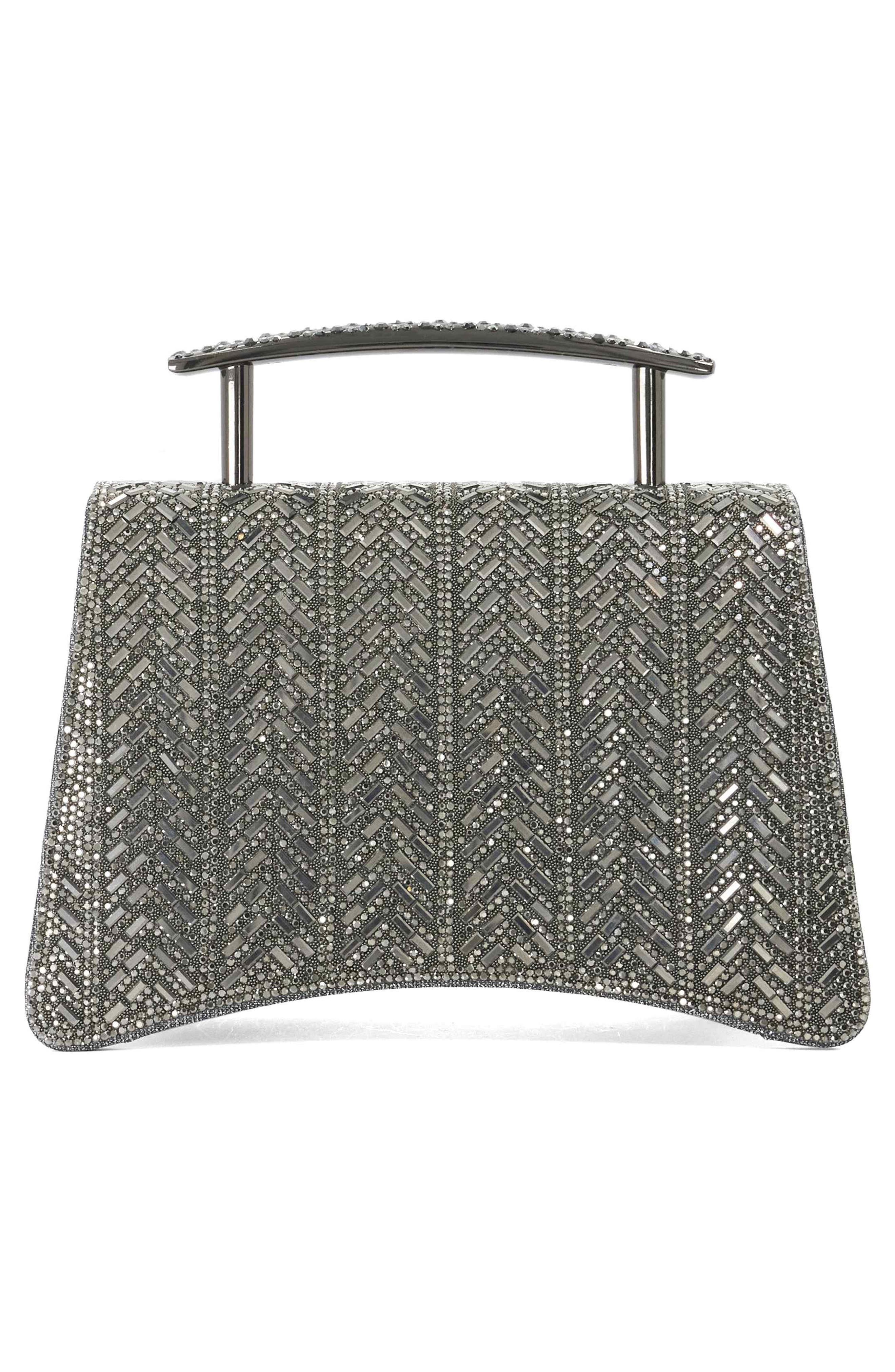 Bedazzle Crystal Top Handle Bag, Alternate, color, PEWTER