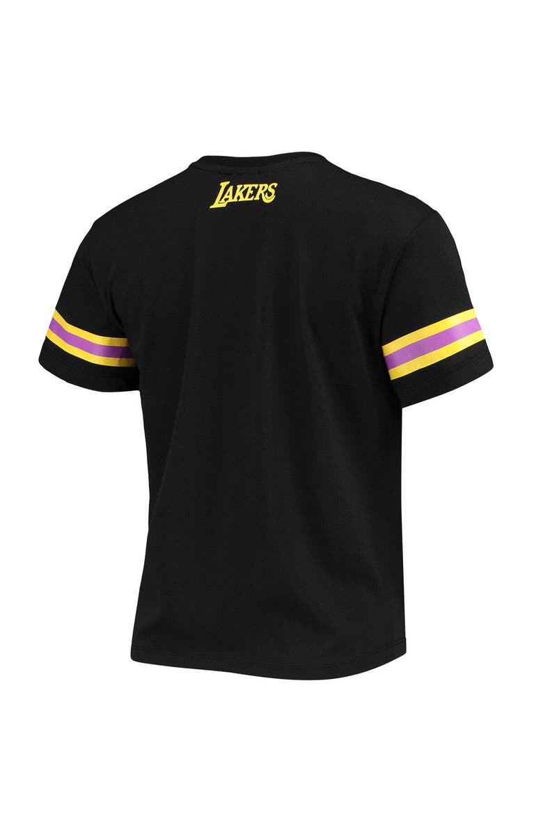 THE WILD COLLECTIVE Women's The Wild Collective Black Los Angeles Lakers Cropped T-Shirt, Alternate, color, 