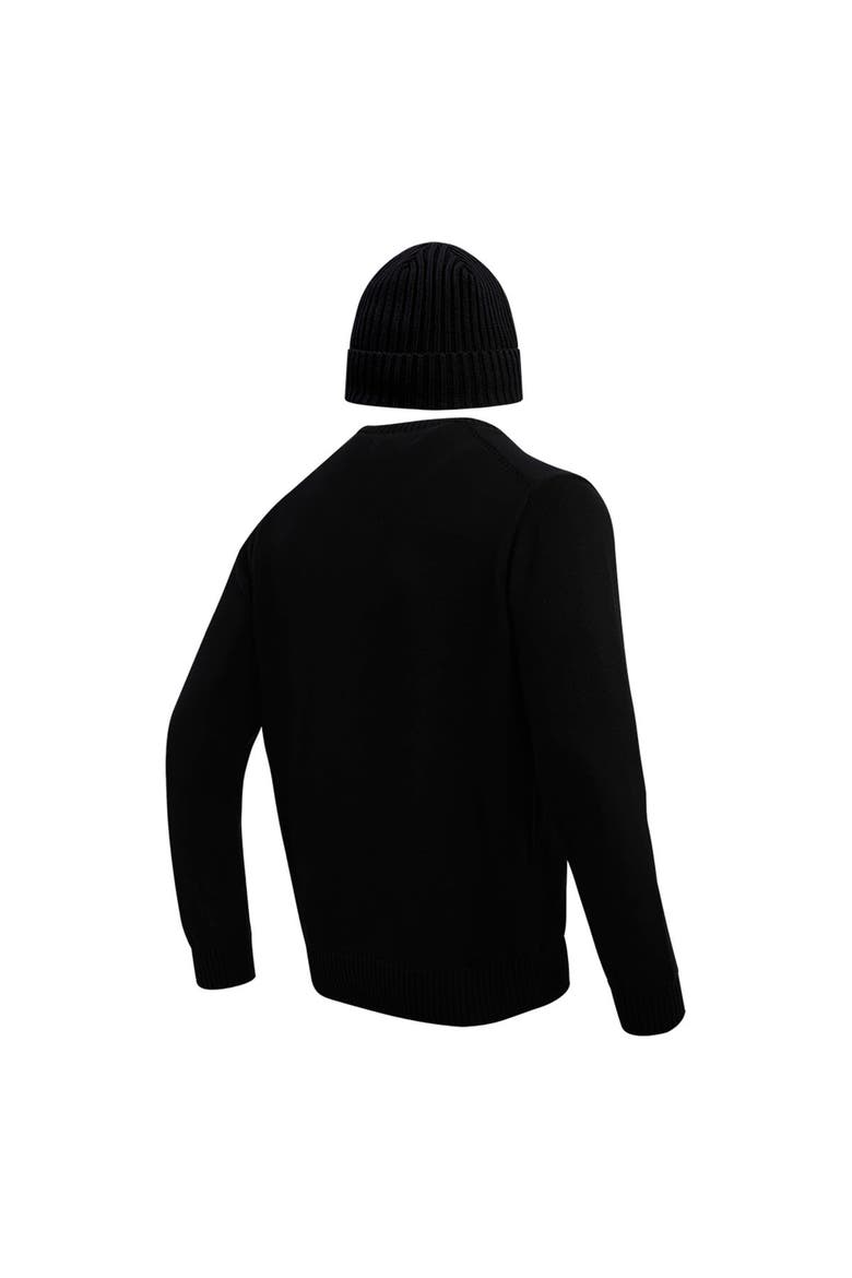 Men's Pro Standard Black Minnesota Vikings Crewneck Pullover Sweater & Cuffed Knit Hat Box Gift Set, Alternate, color, Black
