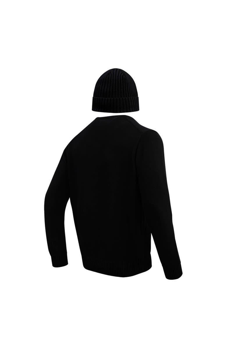 PRO STANDARD Men's Pro Standard Black Minnesota Vikings Crewneck Pullover Sweater & Cuffed Knit Hat Box Gift Set, Alternate, color, Black