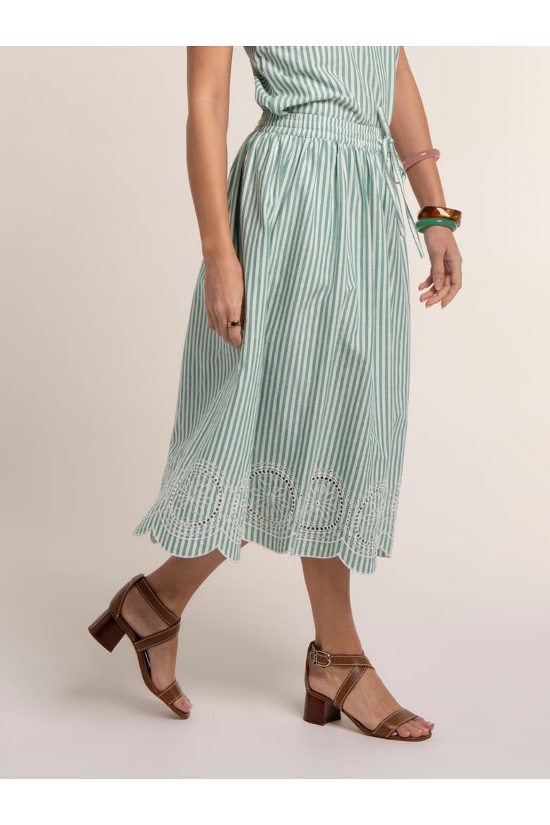 Hannah Embroidery Midi Skirt, Main, color, Green