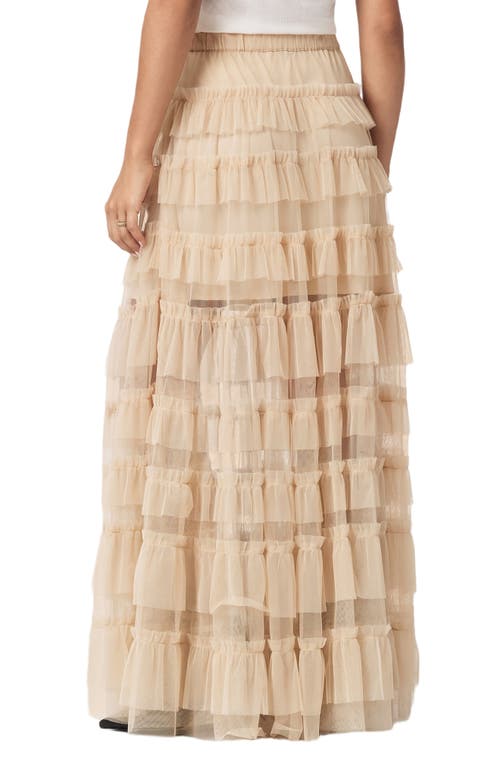 Allsaints Aude Tiered Tulle Ruffle Maxi Skirt In Neutral