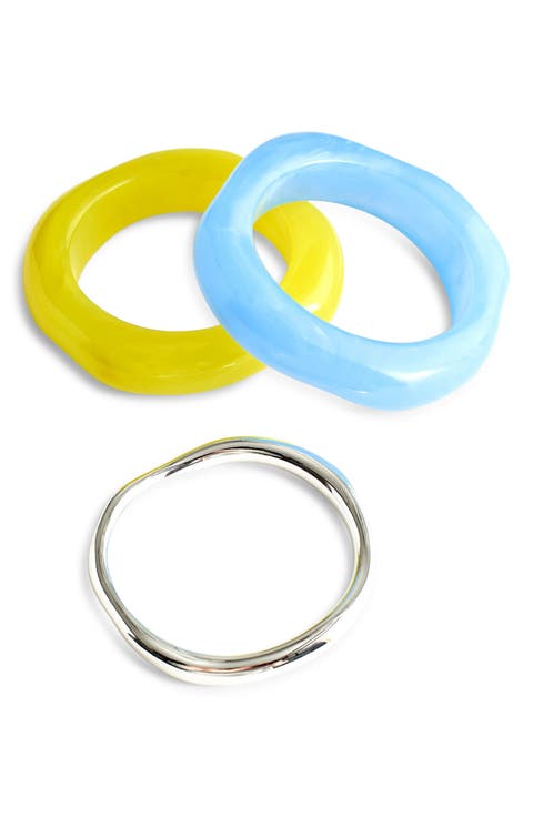 Set of 3 Sculptural Resin Bangle Bracelets