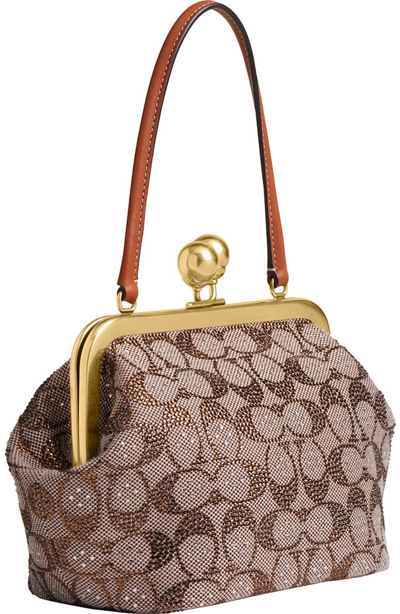COACH Crystal Signature Jacquard Frame Clutch, Alternate, color,