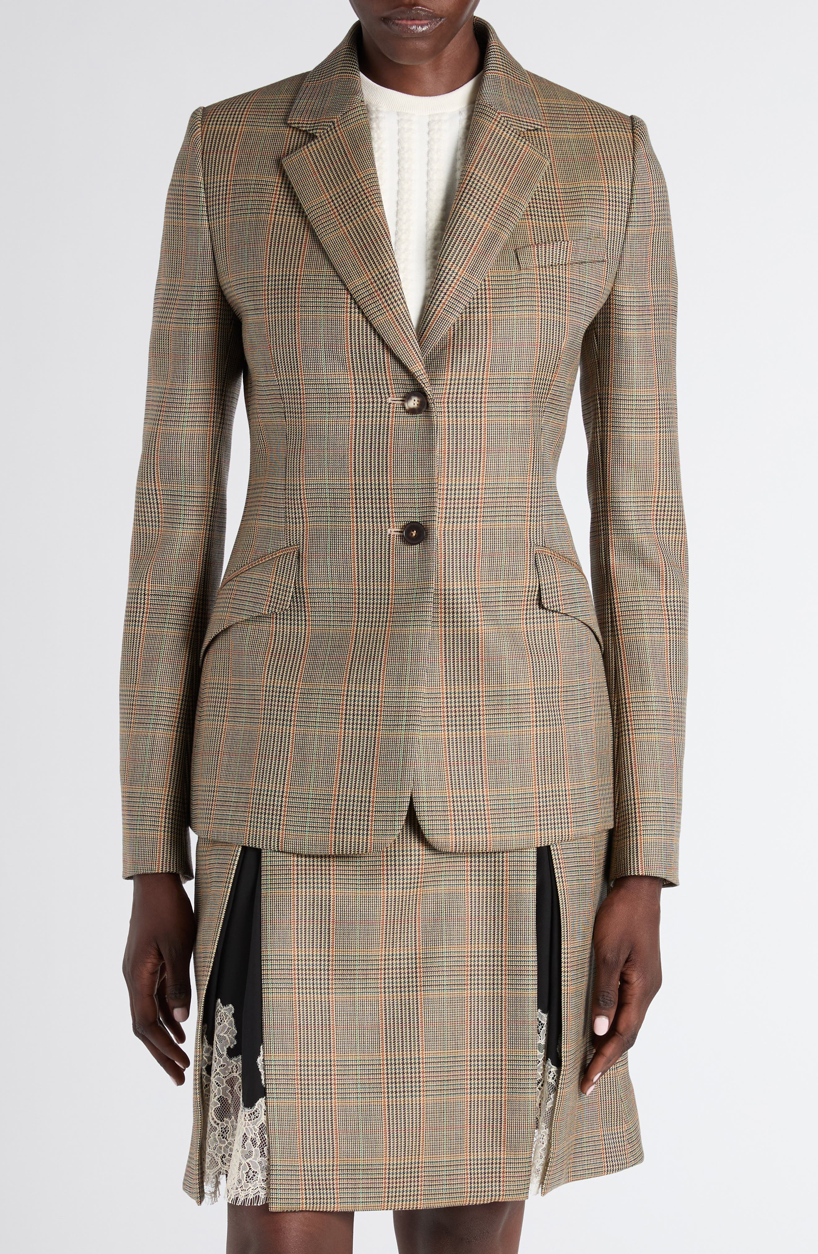 Country Glen Plaid Single Breasted Wool Blazer
