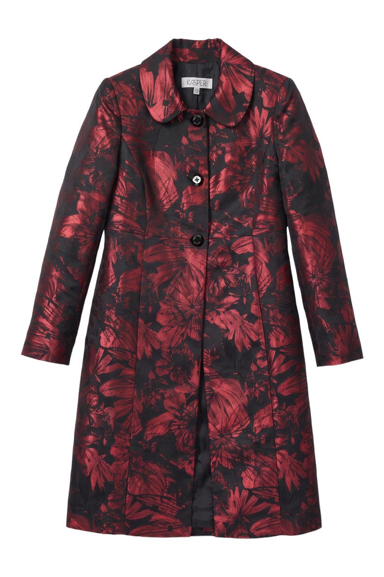 Floral Jacquard Peter Pan Collar Topper, Alternate, color, FIRE RED/ BLACK