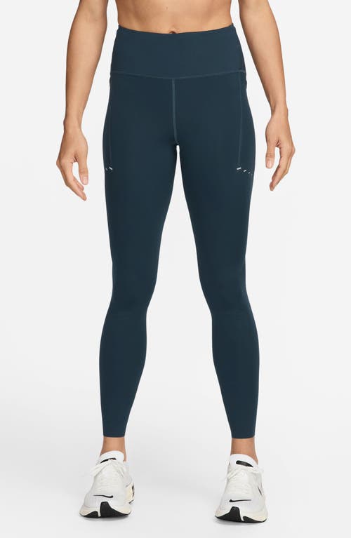 Nike Women's Swift High-waisted 7/8 Running Leggings With Pockets In Armory Navy/reflective Silver