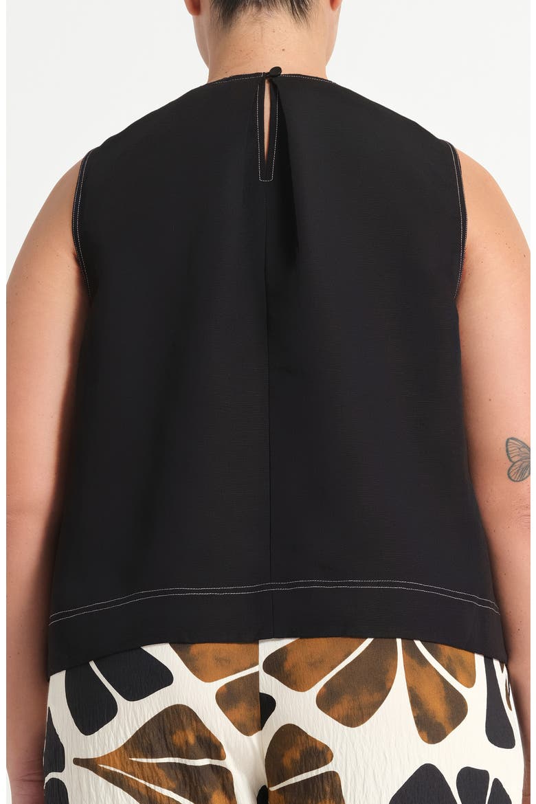 Shae Sleeveless Linen Blend Top, Alternate, color, BLACK/ STONE