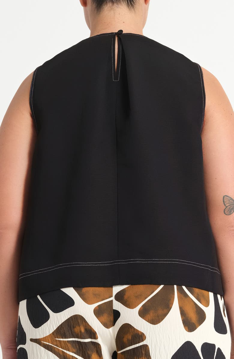 Estelle Shae Sleeveless Linen Blend Top, Alternate, color, Black/ Stone
