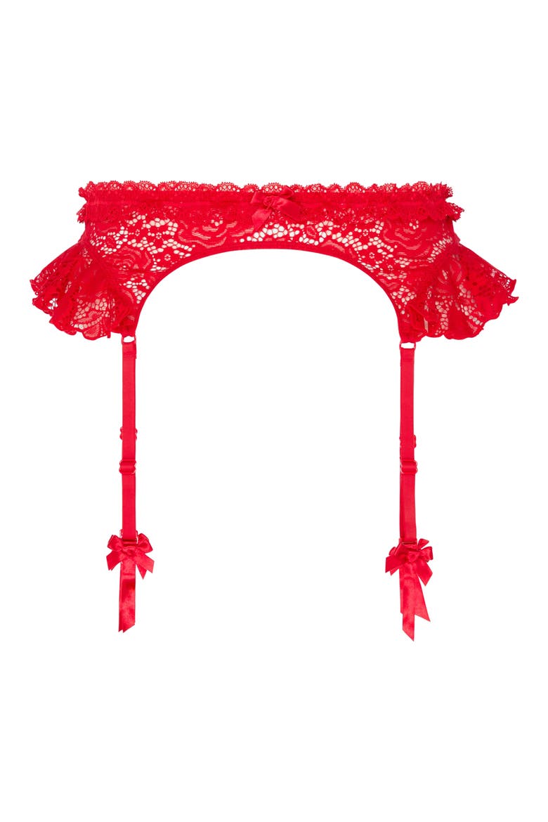 Rose Lace Garter Belt, Alternate, color, TIMELESS RED