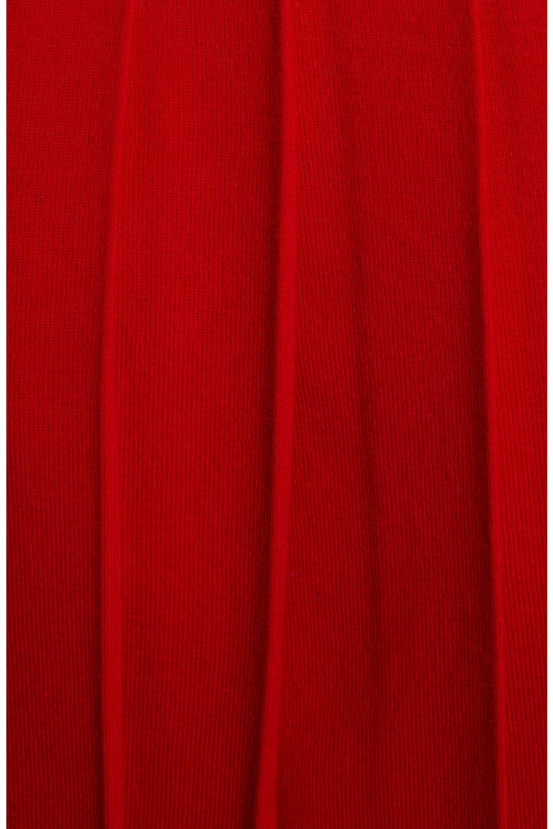 Tipped Step Hem Pleated Wool Blend Skirt, Alternate, color, RED