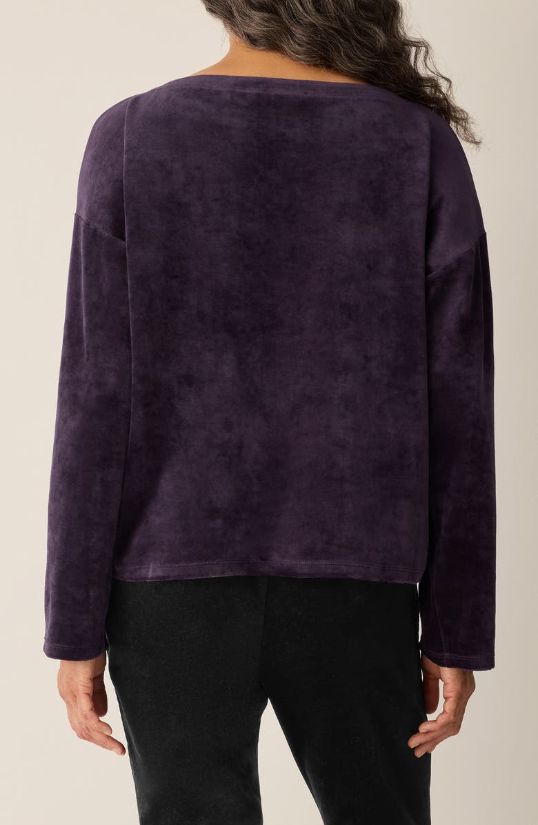 Eileen Fisher Boxy Velvet Top, Alternate, color, Aubergine