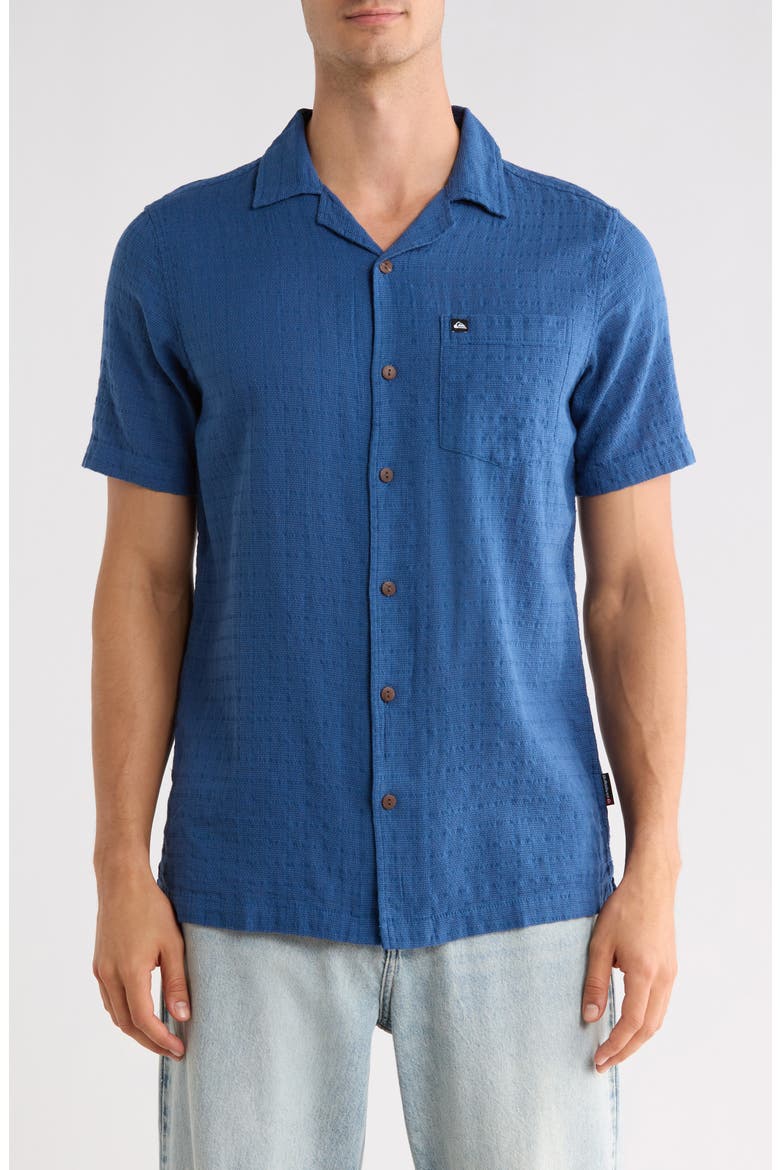 Barge Cotton Camp Shirt, Main, color, INDIGO