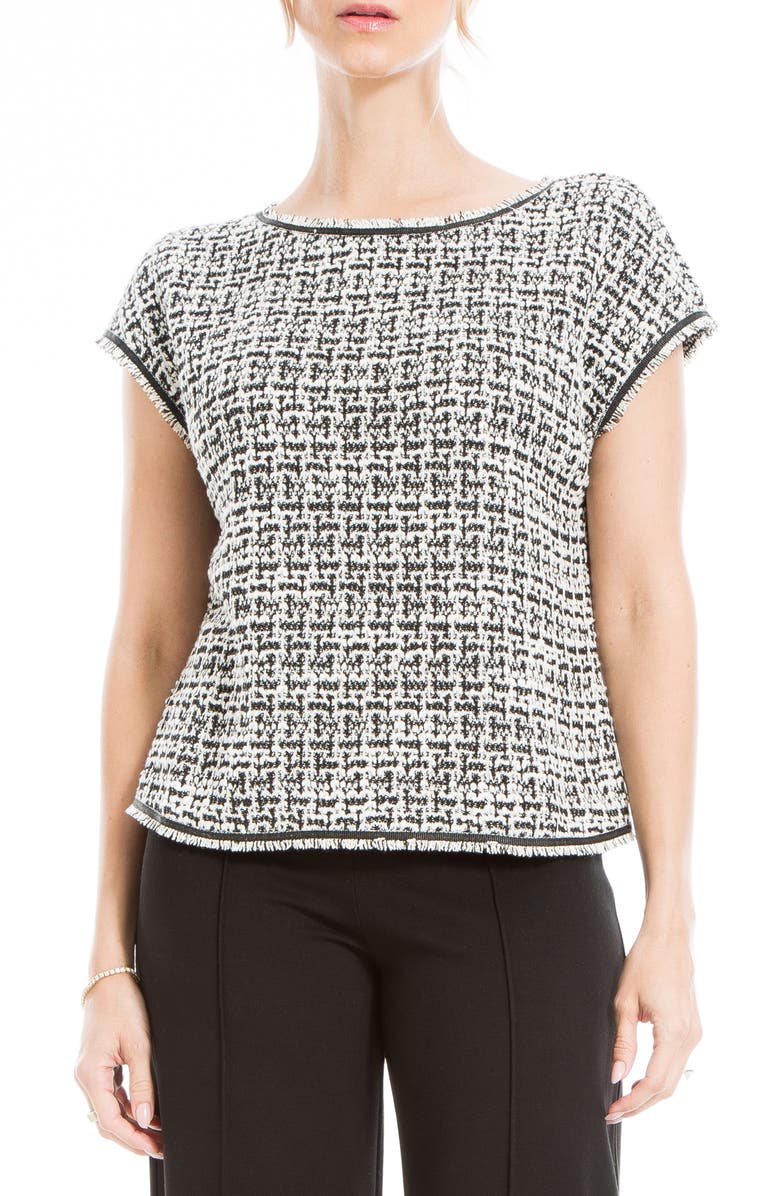 MAX STUDIO Extended Cap Sleeve Tweed Knit Top, Alternate, color, 