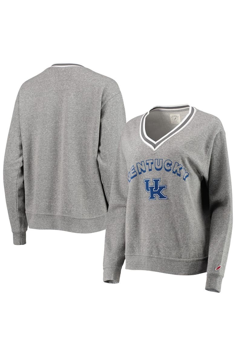 Women's League Collegiate Wear Heathered Gray Kentucky Wildcats Victory Springs Tri-Blend V-Neck Pullover Sweatshirt, Main, color, Heather Gray