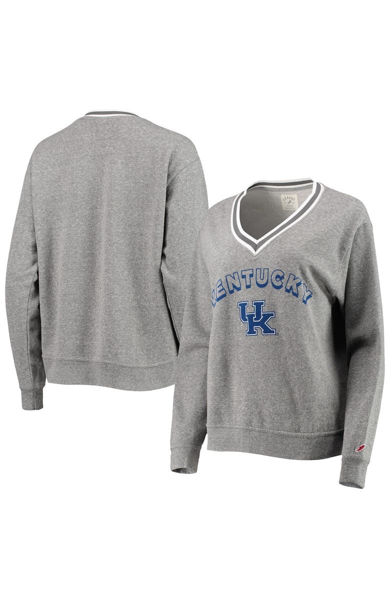 LEAGUE COLLEGIATE WEAR Women's League Collegiate Wear Heathered Gray Kentucky Wildcats Victory Springs Tri-Blend V-Neck Pullover Sweatshirt, Main, color, Heather Gray