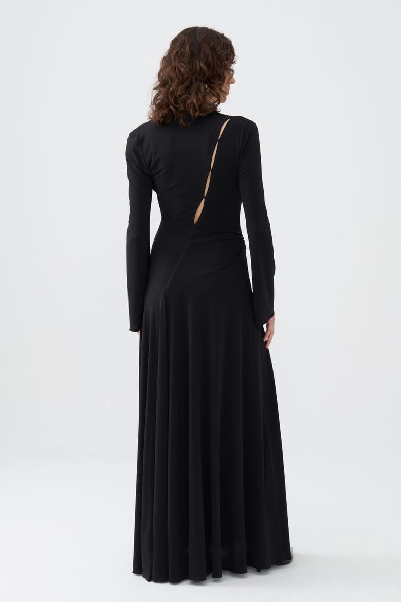 Double Breasted Long Dress, Alternate, color, Black