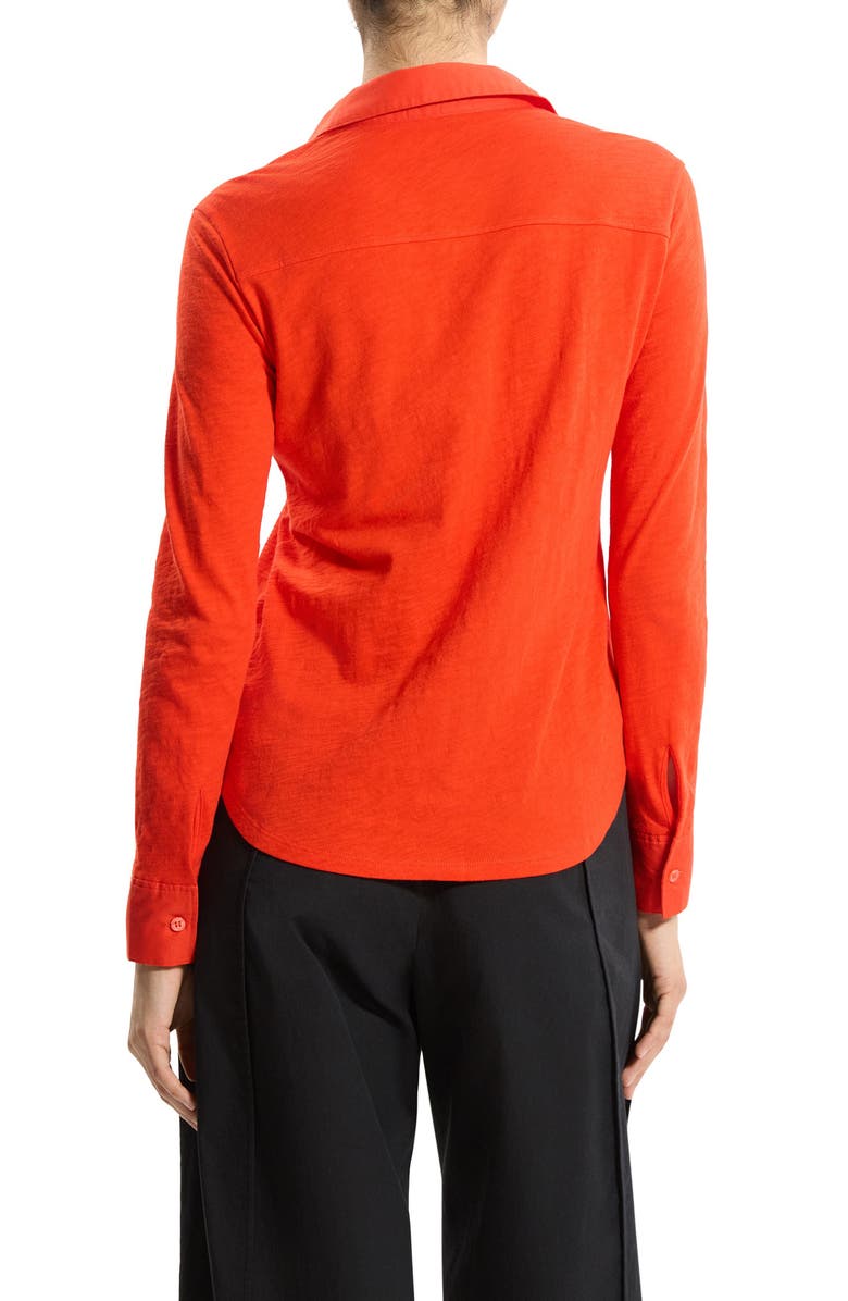 Theory Riduro C.Nebulous Organic Cotton Slub Long Sleeve Button-Up Shirt, Alternate, color, Poppy