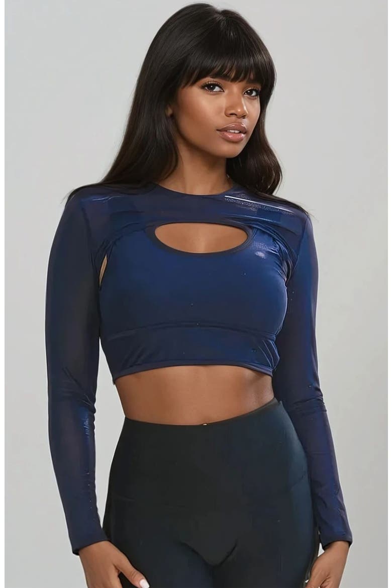 Plus Size Mesh Sleeve Swim Cover Up, Main, color, Navy