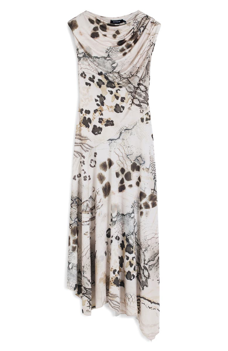 Desigual Drape Asymmetric Maxi Dress, Alternate, color, 