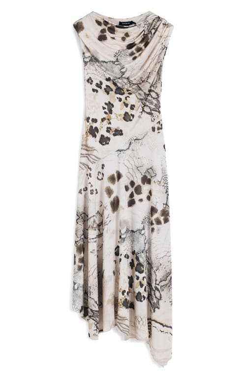 Desigual Drape Asymmetric Maxi Dress In Multi