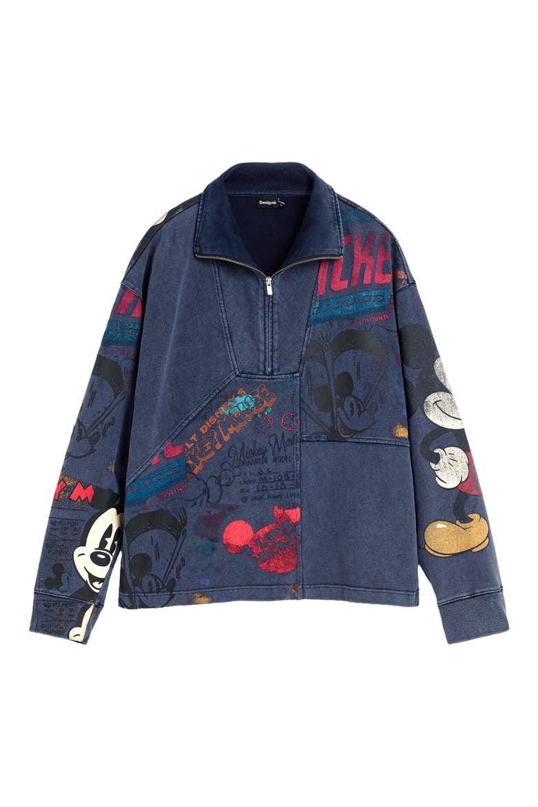 Mickey Collage Sweatshirt, Alternate, color, NAVY BLUE