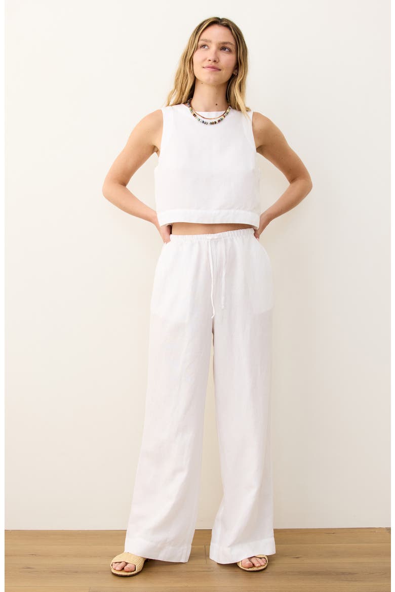 Linen Blend Wide Leg Pants, Alternate, color, BRIGHT WHITE