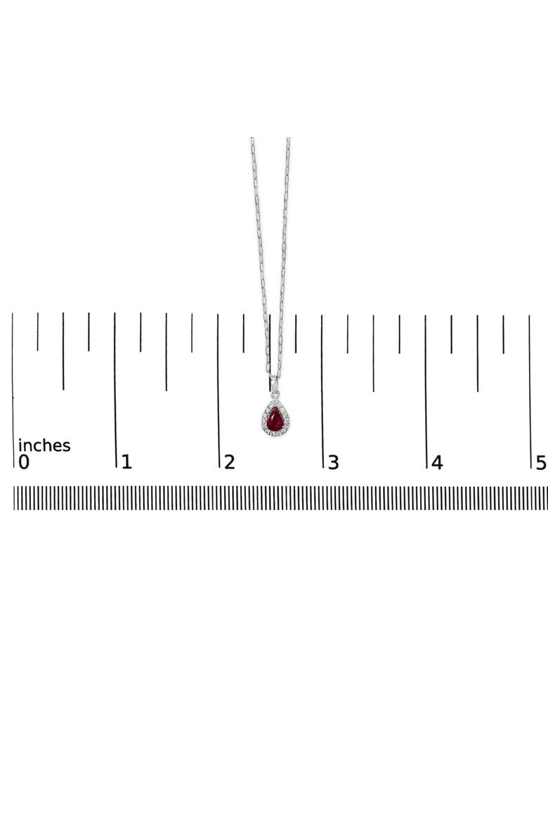 14K White Gold 6x4 Pear Red Ruby and Diamond Halo Pendant Necklace, Alternate, color, White