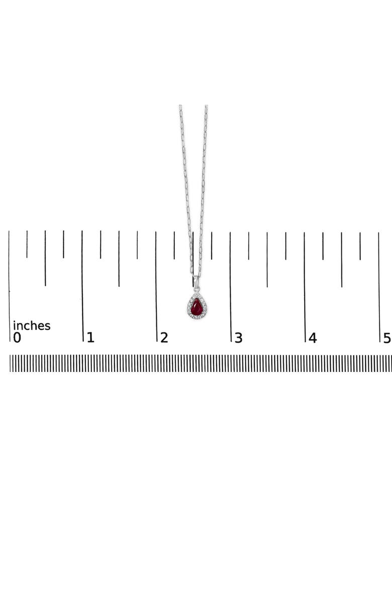 Haus of Brilliance 14K White Gold 6x4 Pear Red Ruby and Diamond Halo Pendant Necklace, Alternate, color, White
