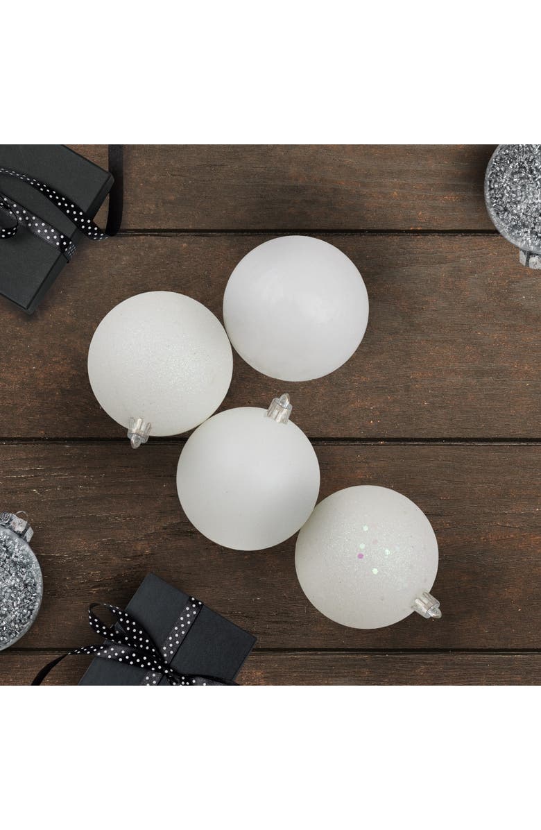 Northlight 12ct Winter White Shatterproof 4-Finish Christmas Ball Ornaments 4", Alternate, color,