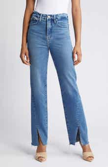 Good American Good Boy Twisted Slit Raw Hem Jeans