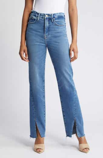 Good American Good Boy Twisted Slit Raw Hem Jeans