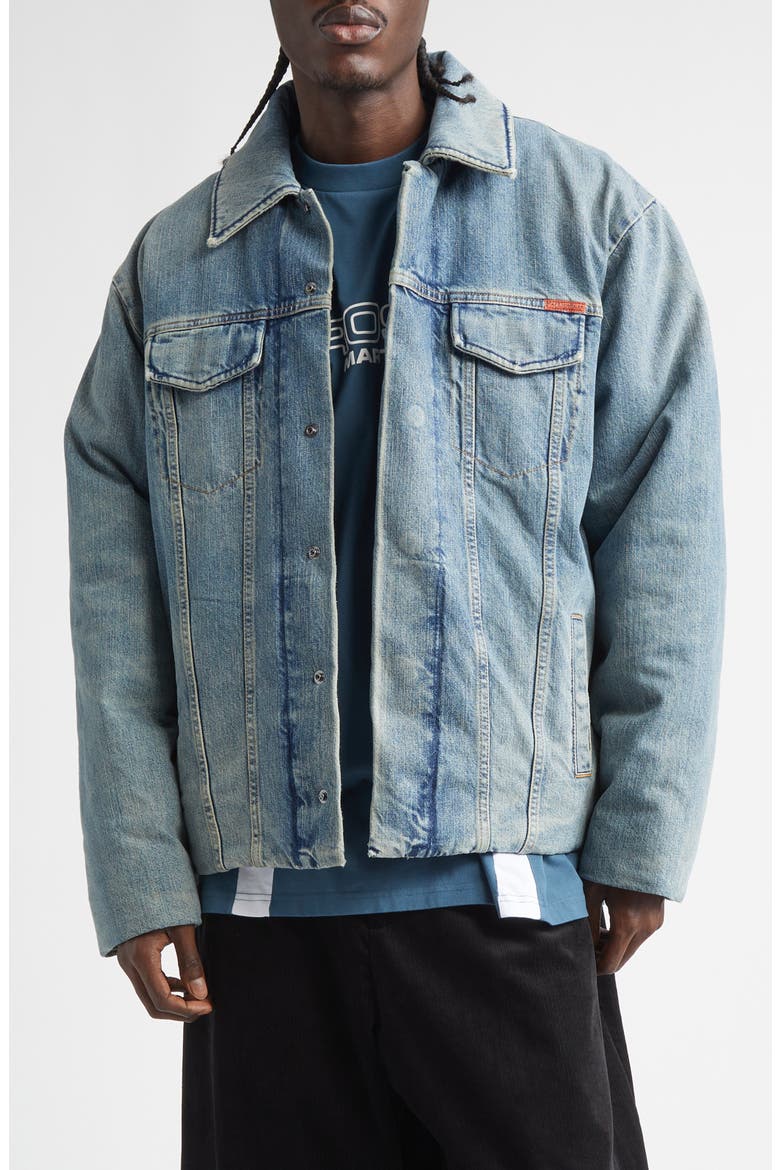 Padded Denim Jacket, Main, color, BLUE