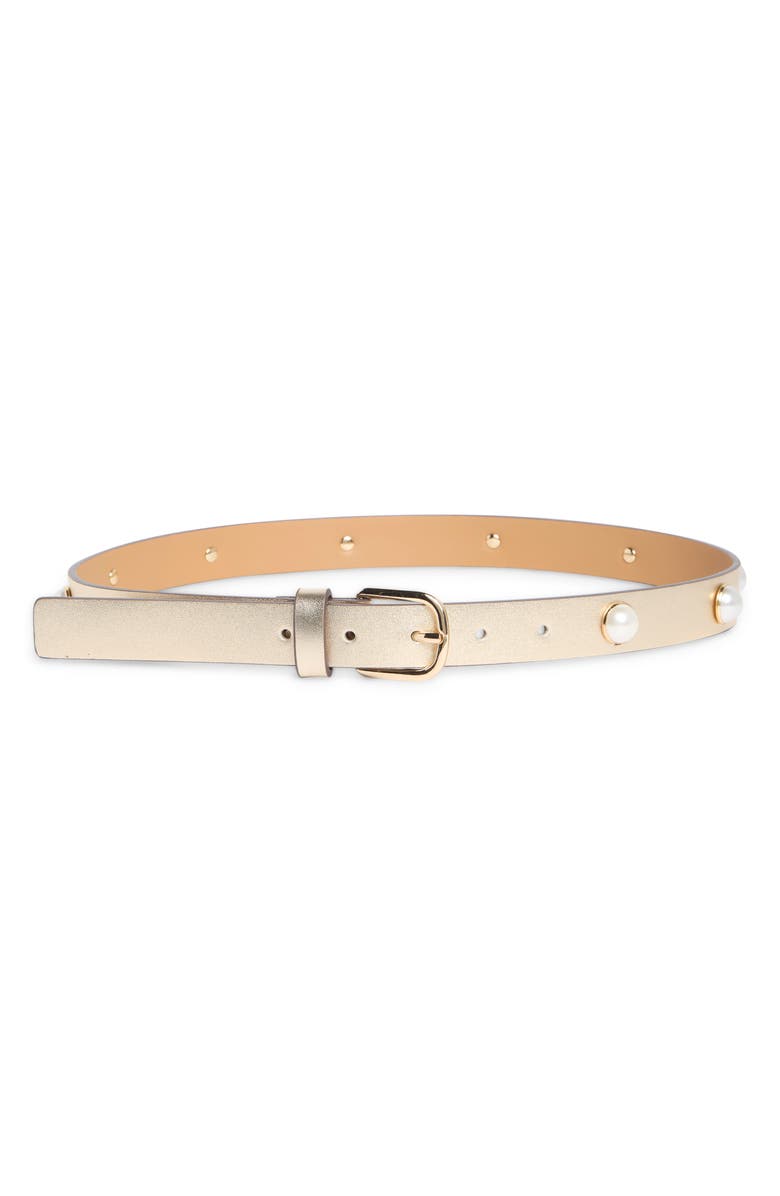 Kate Spade New York Oversize Embellished Metallic Belt, Main, color, Gold / Polished Gold