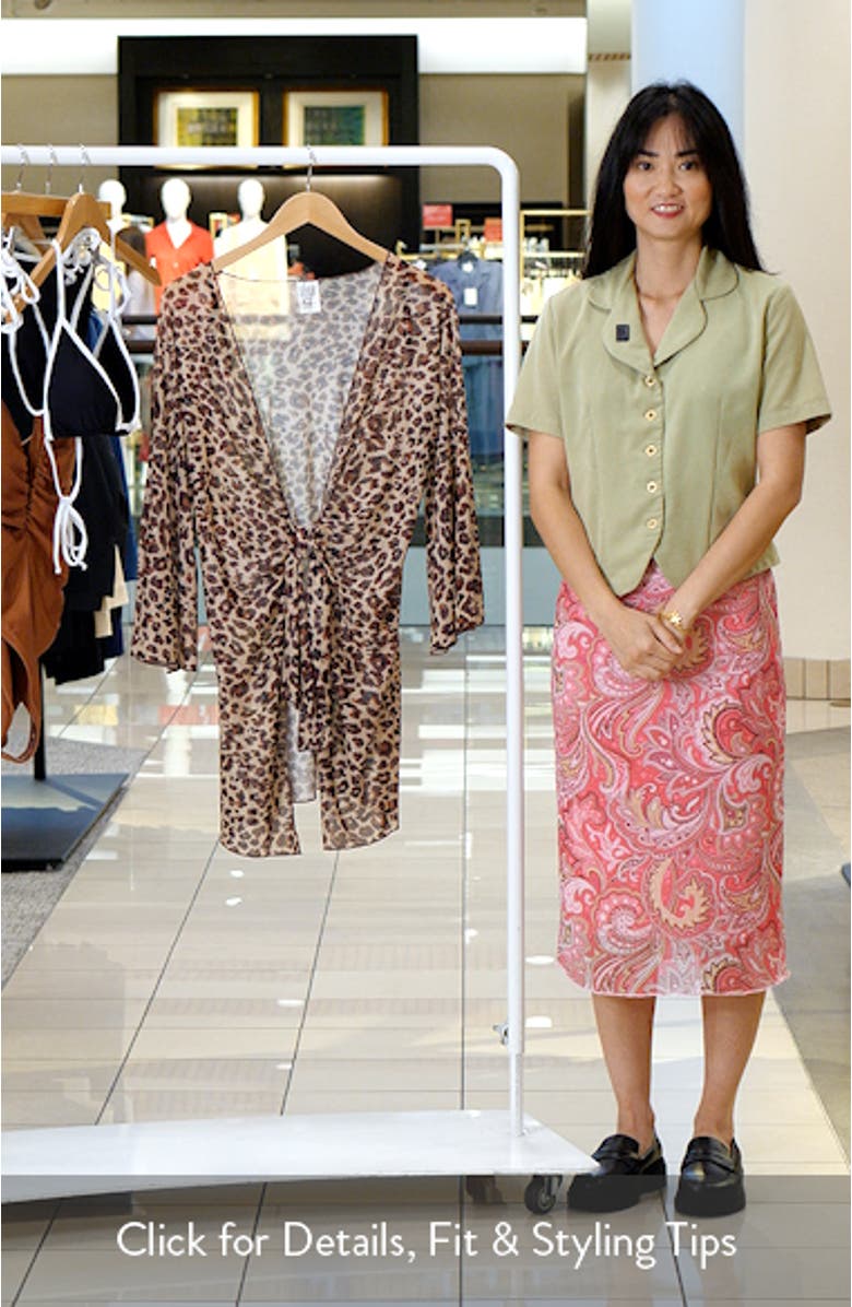 Safari Tie Front Long Sleeve Sheer Mesh Cover-Up, sales video thumbnail