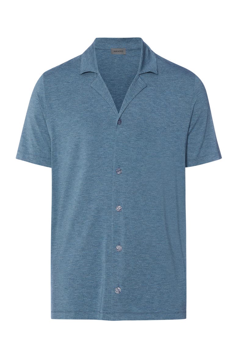 Casuals Notch Collar Button Front Shirt, Main, color, Retro Blue Melange