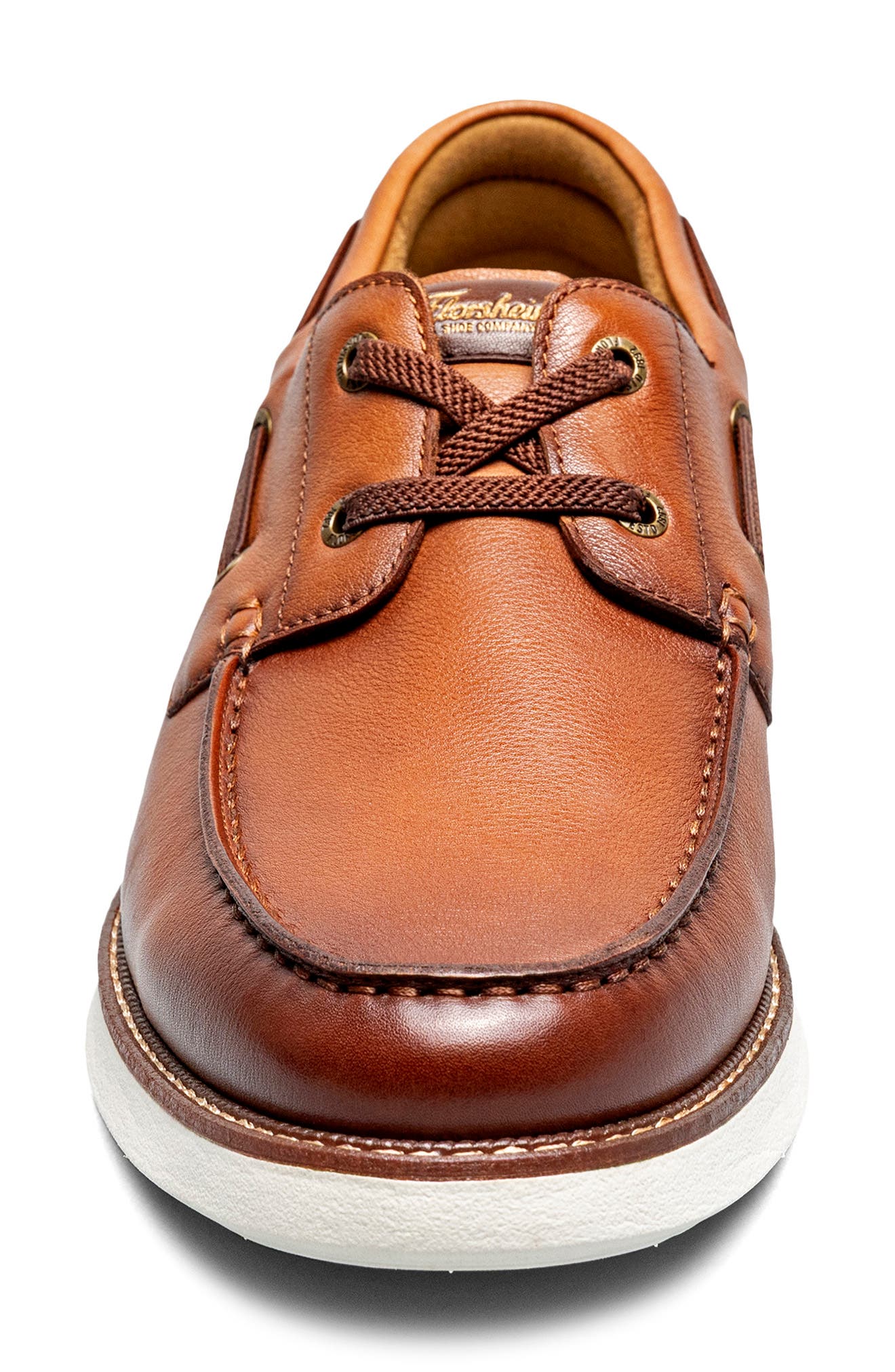 Florsheim Launch Moc Toe Lace-Up Boat Shoe, Alternate, color, Cognac Multi