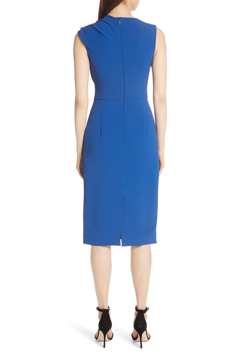 Gathered Bodice Stretch Crepe Sheath Dress, Alternate, color, DEEP SEA BLUE