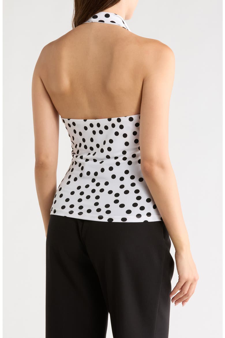 Polka Dot Knit Halter Top, Alternate, color, WHITE/ BLACK