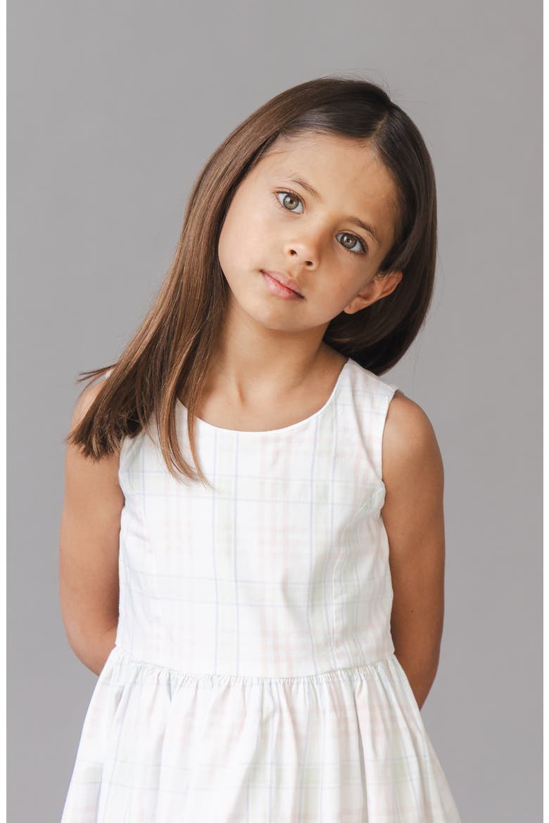 Kids' Organic Stretch Poplin Button Back Party Dress, Alternate, color, Chateau Plaid