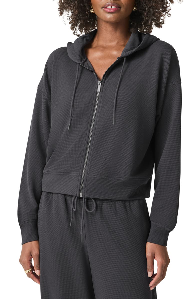 Splendid Waffle Scuba Knit Full Zip Hoodie, Main, color, Lead