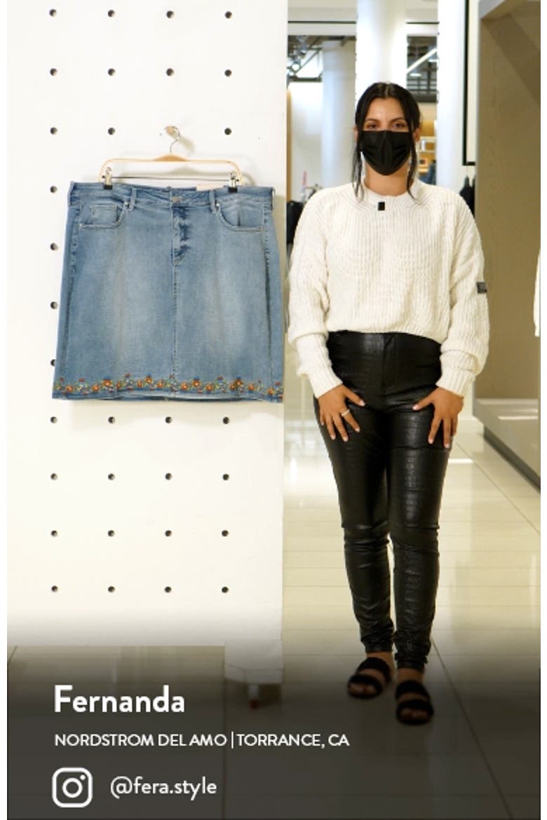 Embroidery Hem Denim Skirt video