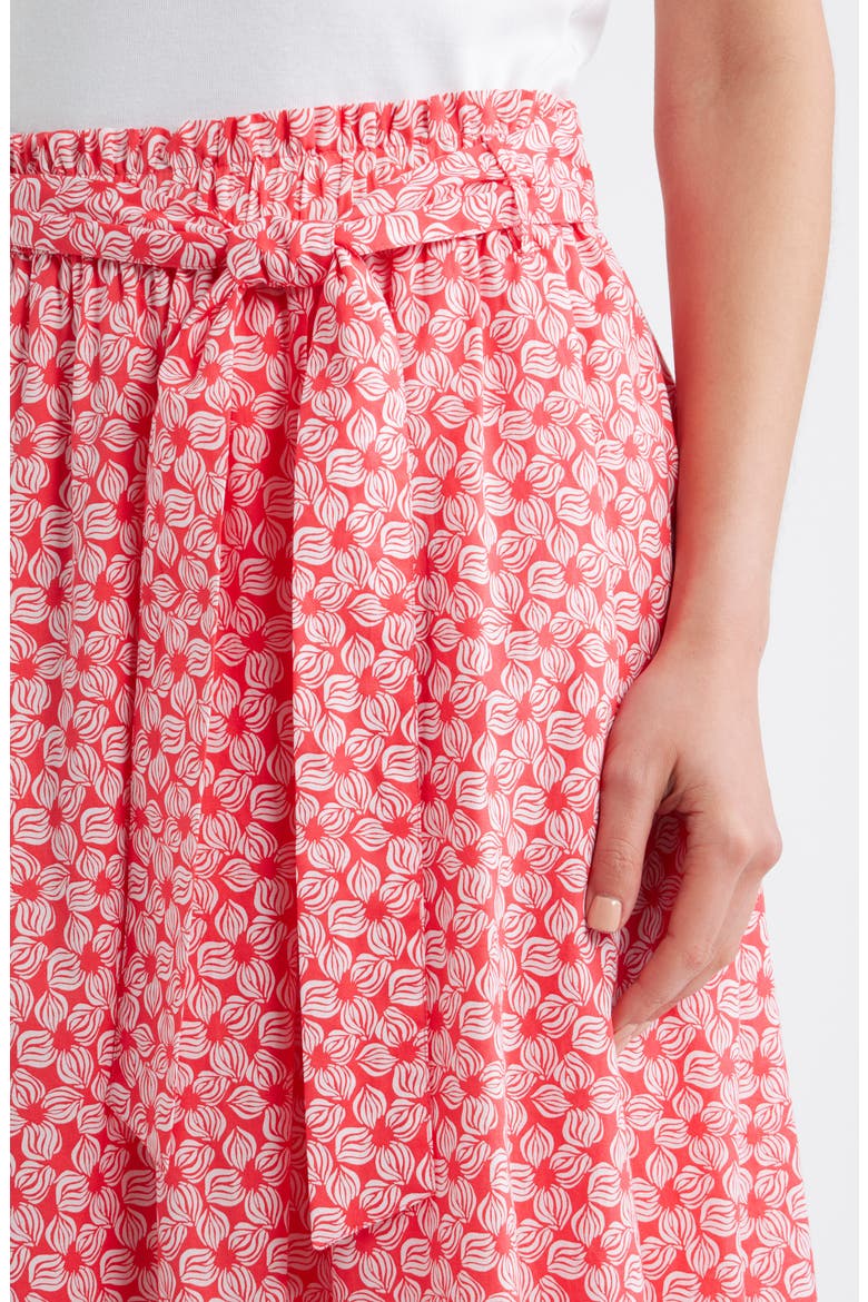 Tie Waist Tiered Midi Skirt, Alternate, color, RED GERANIUM- WHITE SEA GEO