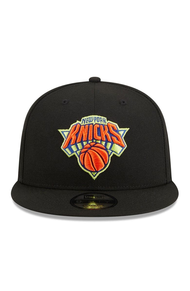 New Era Men's New Era Black New York Knicks Neon Pop 9FIFTY Snapback Hat, Alternate, color, 