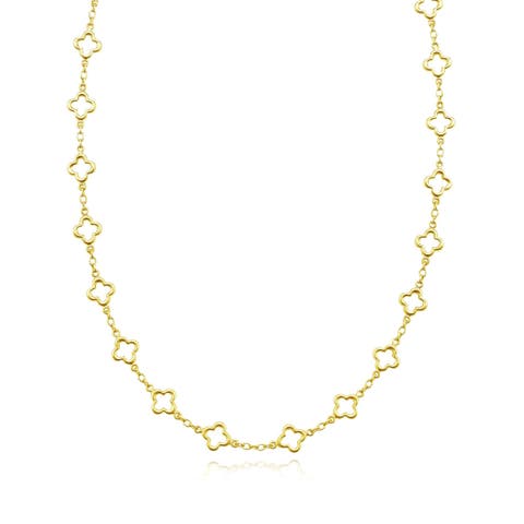 Mini Gold Open Clover Link Necklace