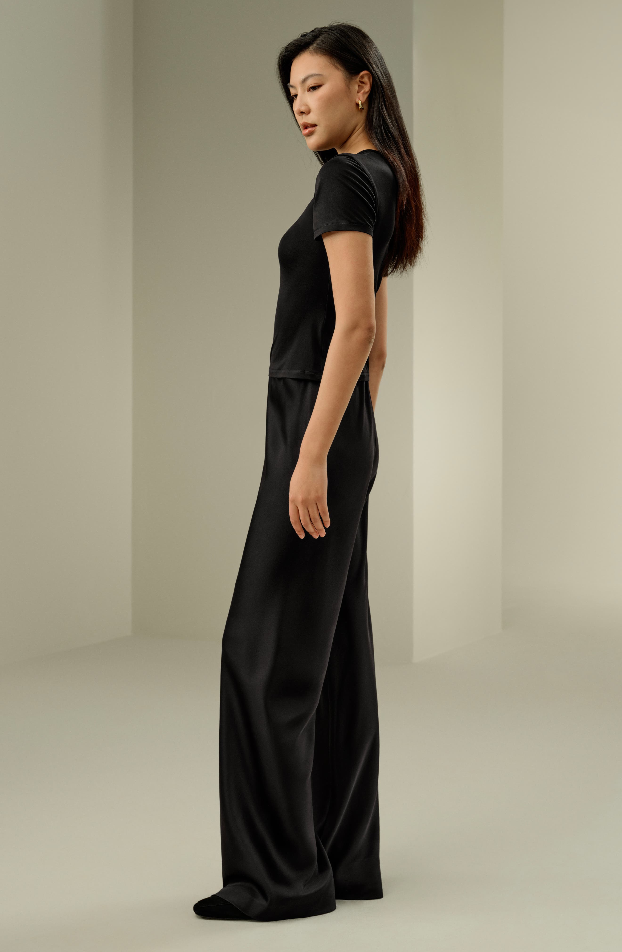 Slim Fitted Silk Jersey Tee - image 2