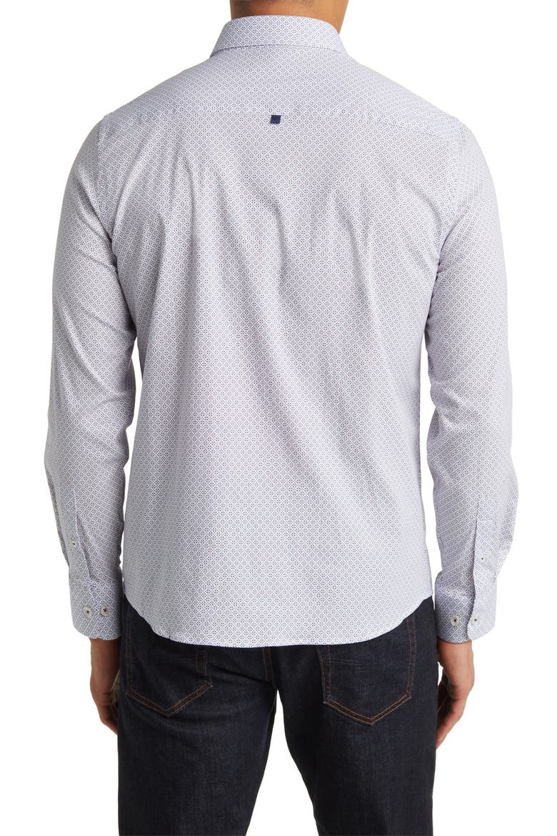Geometric Print Button-Up Shirt, Alternate, color, WHITE