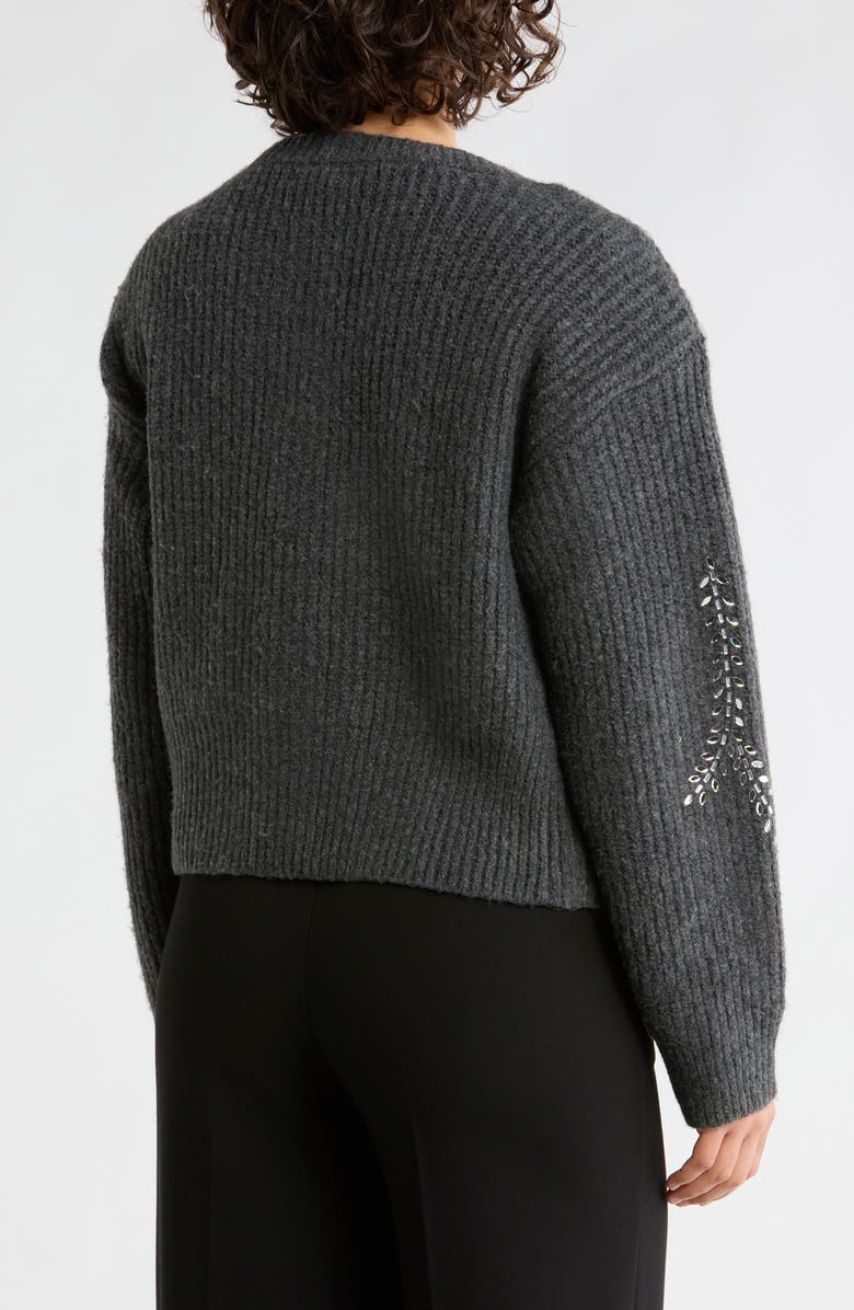 Vigoss Rhinestone Crop Cardigan, Alternate, color, Charcoal Grey