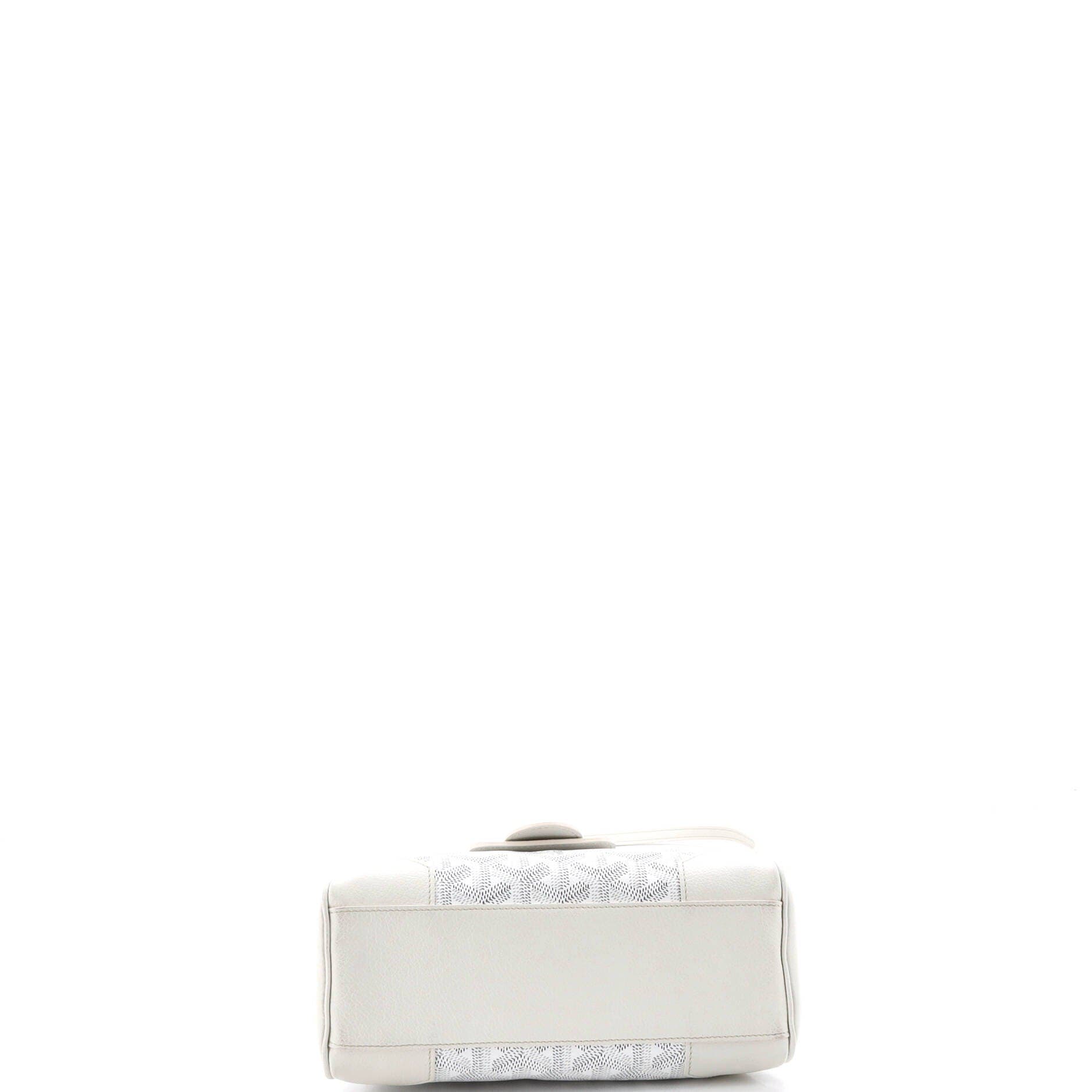 Pre-Owned Goyard Saigon Top Handle Bag Coated Canvas with Leather Mini, Alternate, color, White